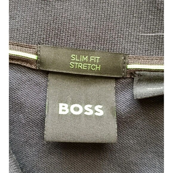 Hugo Boss Polo Shirt Men's XL Slim Fit Stretch Navy Blue Short Sleeve - Picture 4 of 8